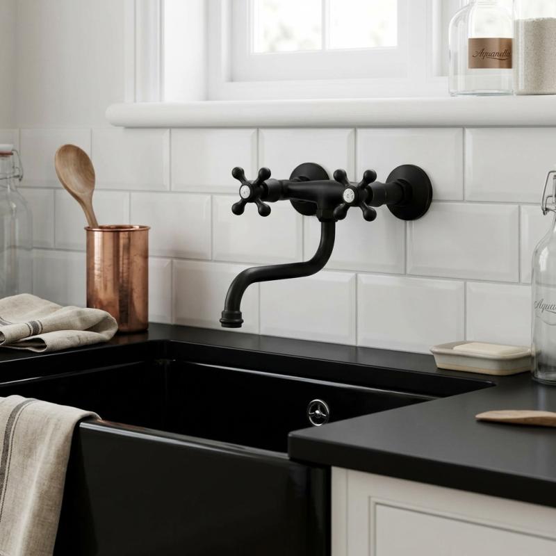 Aquanello Heritage Ascot Klassieke Keuken Muurkraan Zwart BL-4111-HA